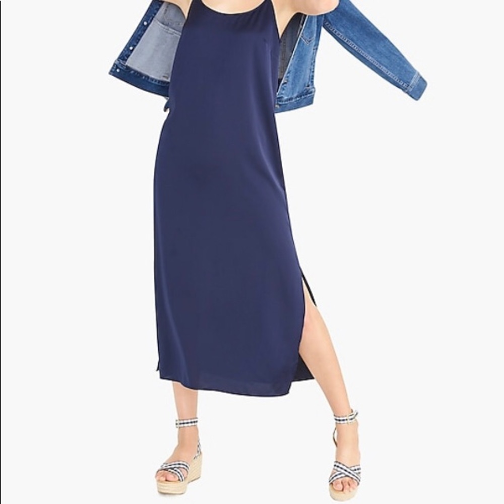 NWT JCREW Navy Blue Mid-length slip dress